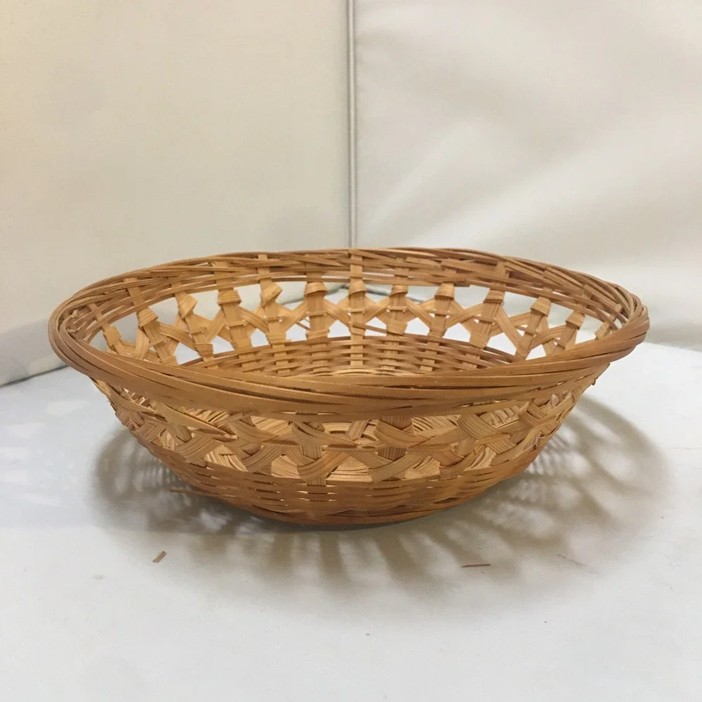 Woven Bamboo Basket Bowl Home Decor 8